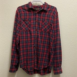 Ben Sherman Red & Navy Plaid Flannel